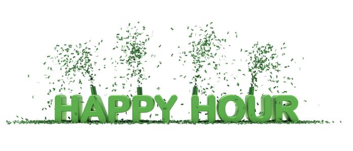 Happy hour title on white background