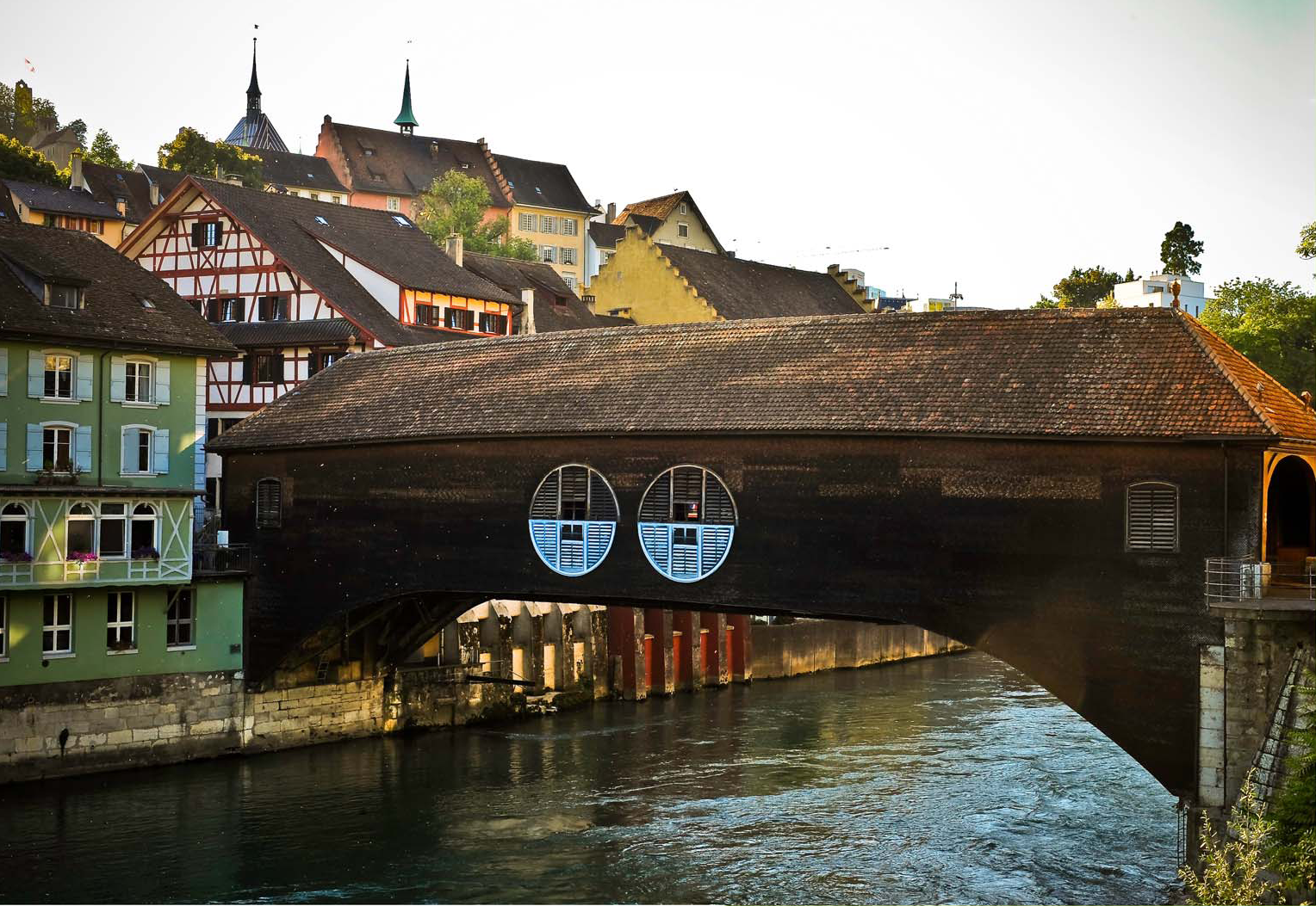 Water influenced Aargau's industrial history. Limmat woodbridge in Baden (c) agis