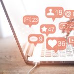 Woman hands using social network