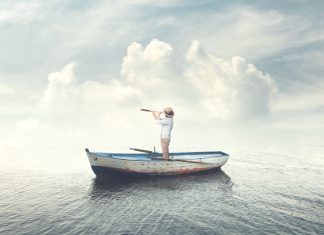 business man on a boat