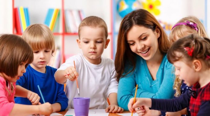 teacher kids painting