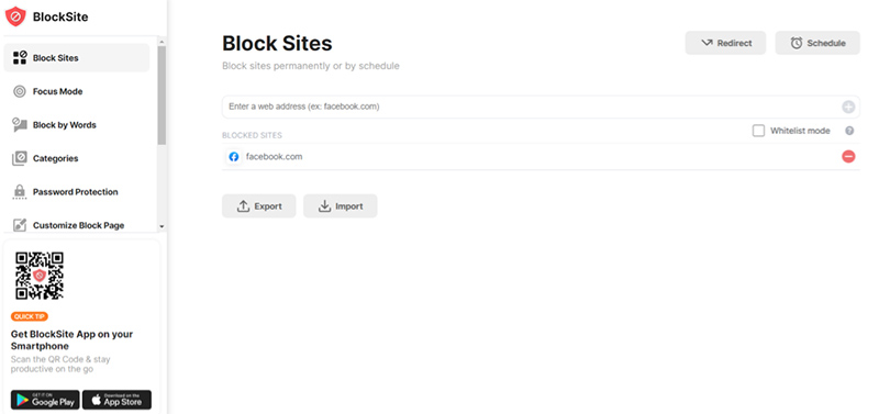Block sites