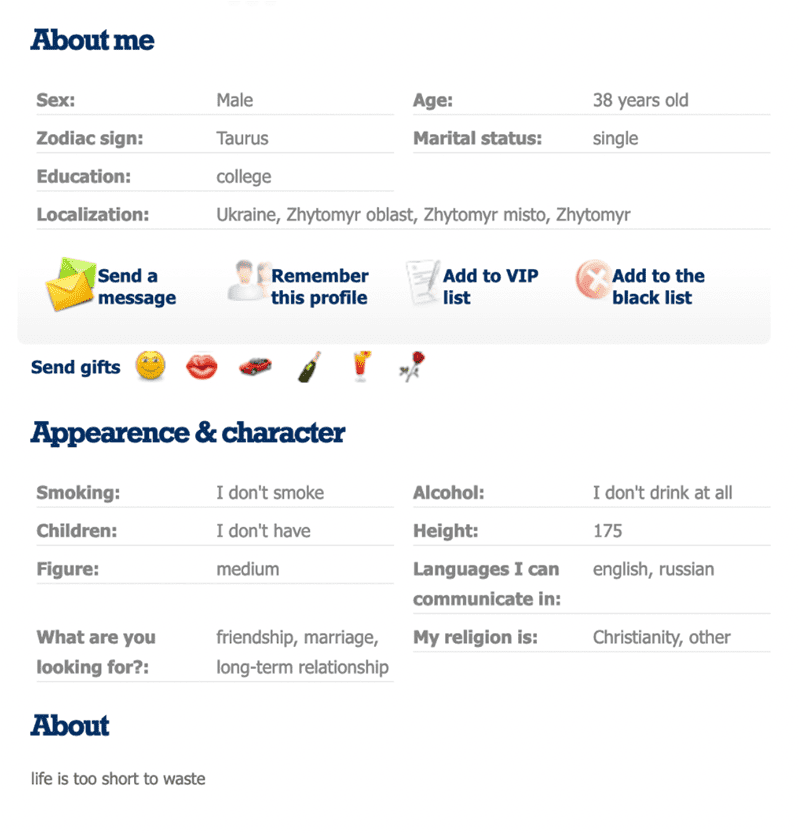 Dating profile examples