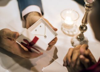Couple surprising valentine gift together