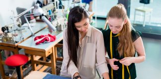 Young fashion designers talking about layout