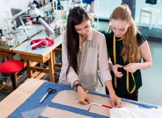 Young fashion designers talking about layout