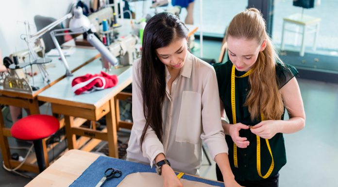 Contemporary Female Entrepreneur Fashion Style Young fashion designers talking about layout