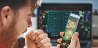 Duelbits: Test Your Gambling Skills with this Unique Modern Dice! Man celebrating victory after making bets at bookmaker website