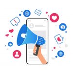 Social media marketing mobile phone concept. Influencer concept.