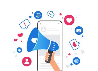 Social media marketing mobile phone concept. Influencer concept.