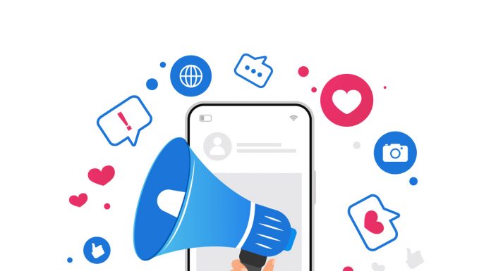 Social media marketing mobile phone concept. Influencer concept.