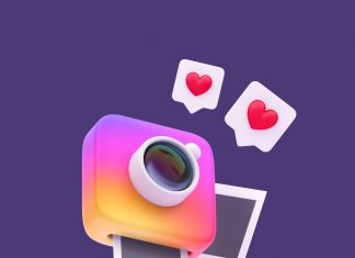 3d simple rainbow snapshot camera with white lens. pictures and likes on pastel background.