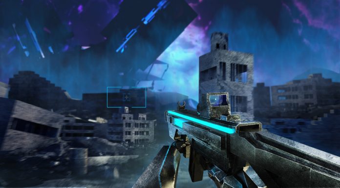 Character Creator 3D: Top 3D Games For Android Users 3d render illustration of sci-fi first person shooter game with soldier hands holding futuristic weapon.