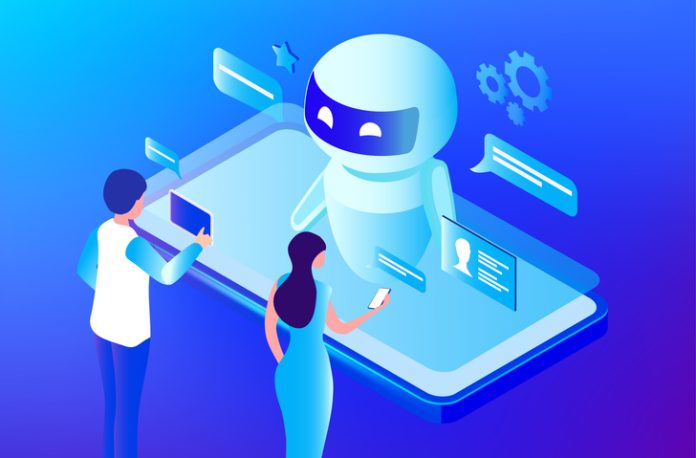 Ai Chat bot technology concept, people chatting with robot, asking questions and receiving answers. AI assistant support vector illustration Ai Chat bot technology concept, people chatting with robot, asking questions and receiving answers. AI assistant support vector illustration