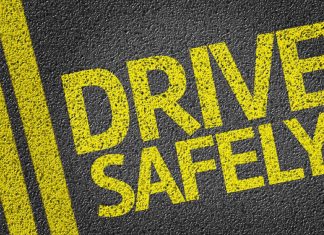 Drive Safely written on the road