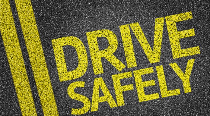 Drive Safely written on the road