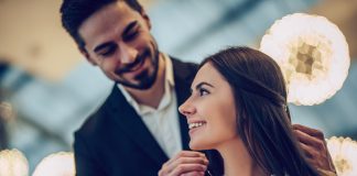 Romantic couple in restaurant