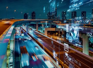 Transportation and technology concept. ITS (Intelligent Transport Systems). Mobility as a service.