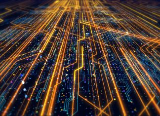 Futuristic Circuit Board Render With Bokeh Effects