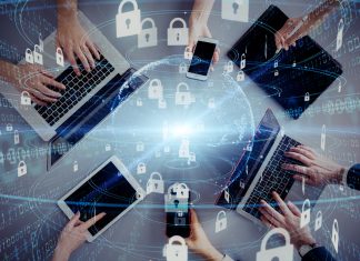 Network security concept. Cyber protection. Anti virus software.