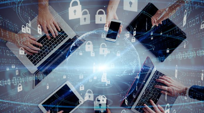 Network security concept. Cyber protection. Anti virus software.