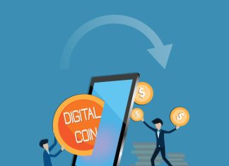 Flat design of business finance,Cryptocurrency investment and exchange - vector
