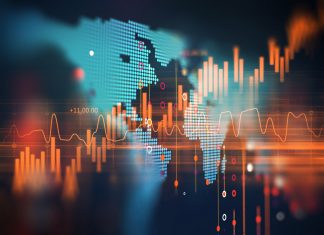 technical financial graph on technology abstract background