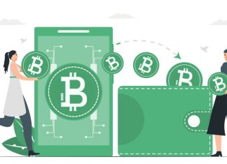 In present, digital money can use instead of wallet. Payment method with digital money. This infographic banner was designed by using vintage green color.