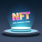Beginners Guide to Become an NFT Artist NFT non fungible token, crypto art in 3D rendering illustration. Platform showing NFT crypto art hologram. Virtual art and galleries using blockchain technology concept