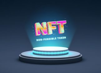 Beginners Guide to Become an NFT Artist NFT non fungible token, crypto art in 3D rendering illustration. Platform showing NFT crypto art hologram. Virtual art and galleries using blockchain technology concept