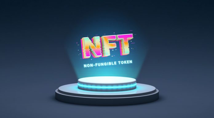Beginners Guide to Become an NFT Artist NFT non fungible token, crypto art in 3D rendering illustration. Platform showing NFT crypto art hologram. Virtual art and galleries using blockchain technology concept