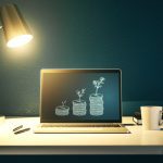 What Should Invest To Get Rich Creative abstract money savings sketch on modern laptop monitor, accumulation and growth of money concept. 3D Rendering