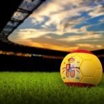 Soccer Background with Ball and Spain Flag