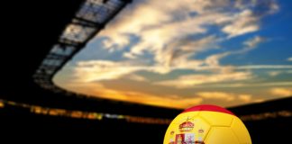 Soccer Background with Ball and Spain Flag