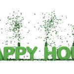 Happy hour title on white background