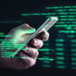 101 Hire a Hacker To Exploit iPhone Sensitive Information. Darkweb, darknet and hacking concept. Hacker with cellphone. Man using dark web with smartphone. Mobile phone fraud, online scam and cyber security threat. Scammer using stolen cell.