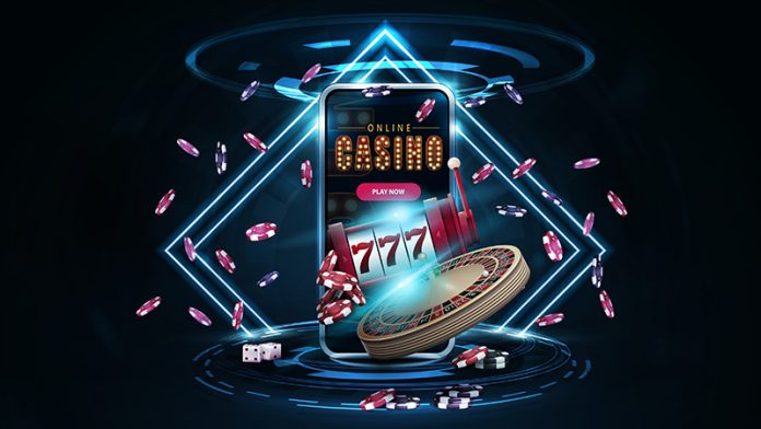 Online,Casino,,Banner,With,Podium,With,Smartphone,,Casino,Slot,Machine, Casino