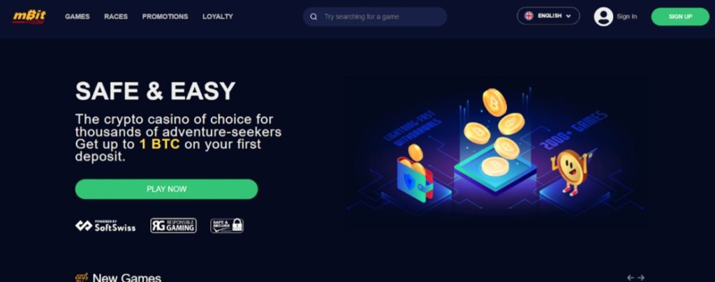 mBIT CASINO - Overall Best Crypto Casino; Editor’s Choice (4.55)