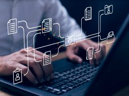 Document Management System concept. Online document file data so