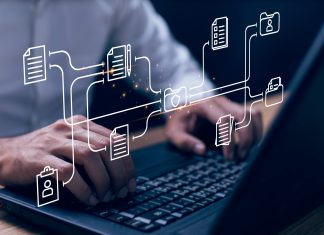 Document Management System concept. Online document file data so