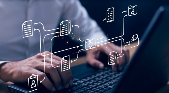 Document Management System concept. Online document file data so