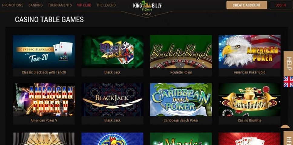 King Billy – Best Table Games of All Online Casinos in the Philippines