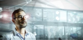 Your Future Lies with Bold BI Businessman looking at virtual interface