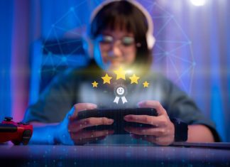 Customer Retention Strategies that Work in iGaming Asian girl playing game in night room Holographic technology and always visual graphics