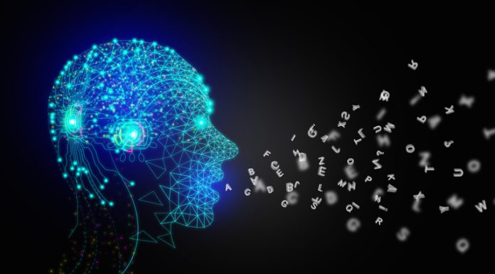 AI speaks letters, text-to-speech or TTS, text-to-voice, speech synthesis applications, generative Artificial Intelligence, futuristic technology in language and communication.