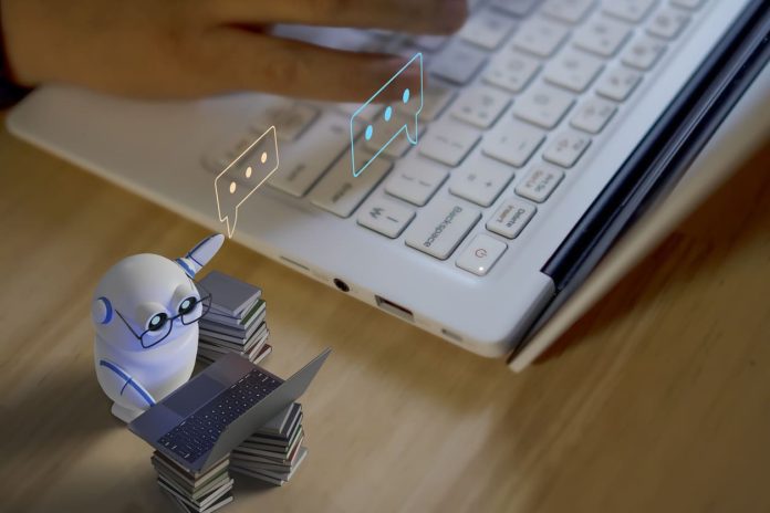 Conversational AI working alongside users, answering questions and searching the internet. 3d rendering AI