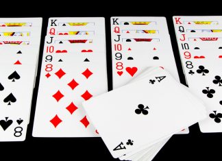 Playing Cards Game on Black Background
