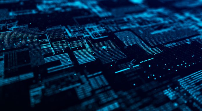 Computer technology background. Digital data flow. Network connection structure. Big data visualization. 3d rendering.