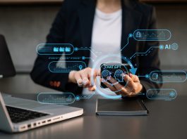 You Need a Generative AI Knowledge Strategy — Here Is Why Woman using chatbot in computer and tablet smart intelligence Ai.A.I. Chat with AI Artificial Intelligence, developed by OpenAI generate. Futuristic technology, robot in online system.