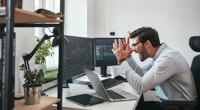 frustrated man in trading